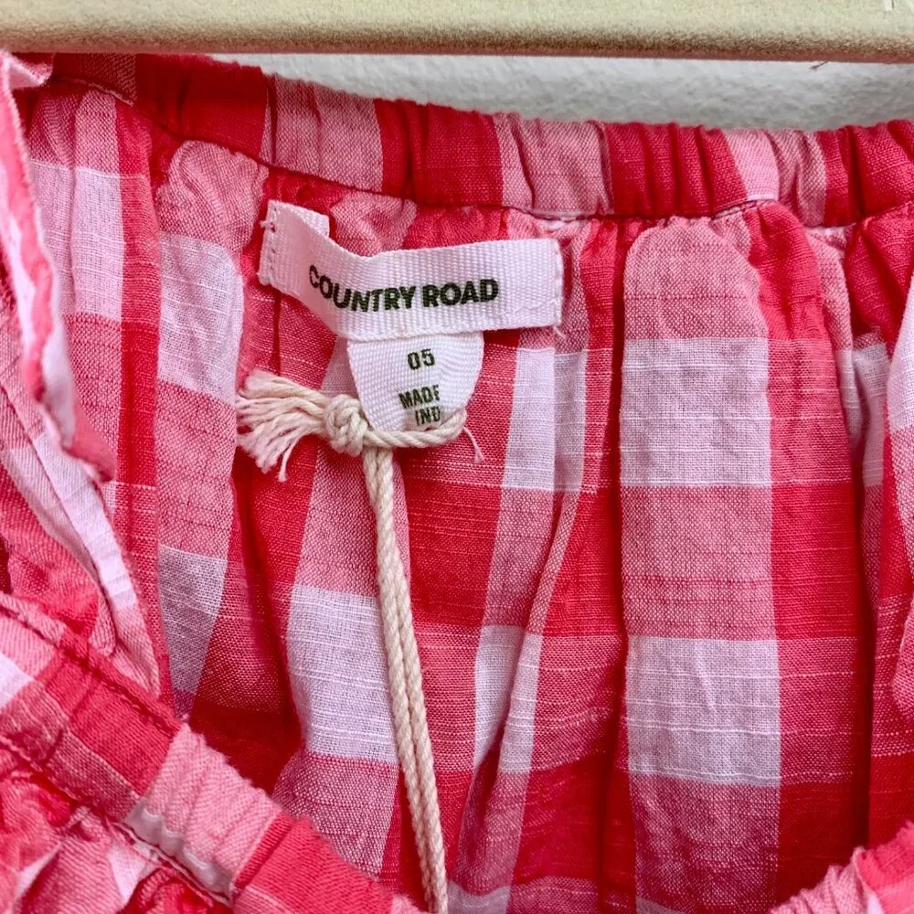 COUNTRY ROAD Red Gingham Dress Girls 5 NWT Checks Ruffles NEW 4th July Summer - Picture 7 of 9